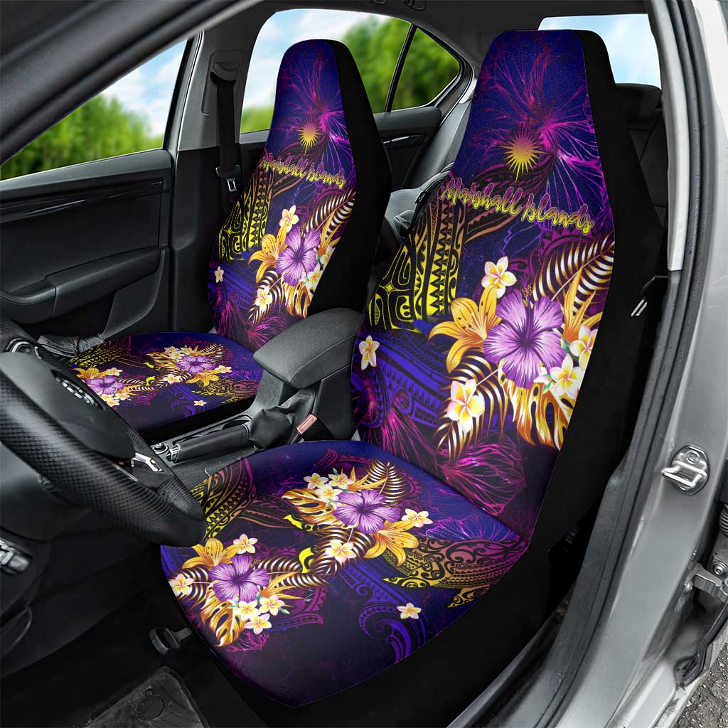Marshall Islands Car Seat Cover Whale Hibiscus Polynesian