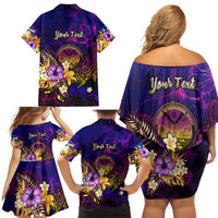 Marshall Islands Family Matching Off Shoulder Short Dress and Hawaiian Shirt Whale Hibiscus Polynesian