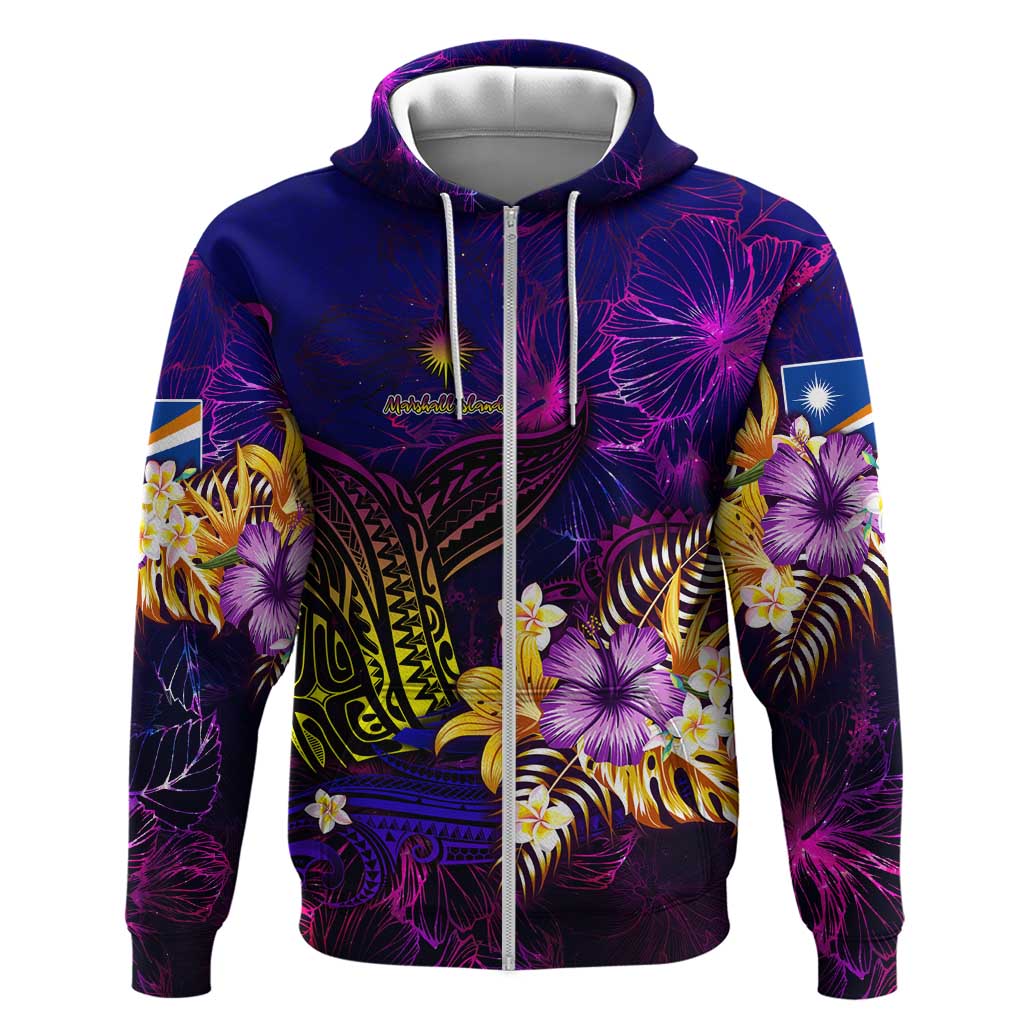 Marshall Islands Hoodie Whale Hibiscus Polynesian