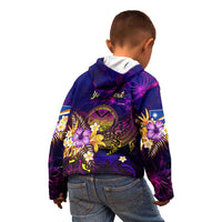 Marshall Islands Kid Hoodie Whale Hibiscus Polynesian
