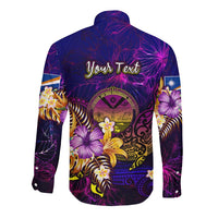 Marshall Islands Long Sleeve Button Shirt Whale Hibiscus Polynesian