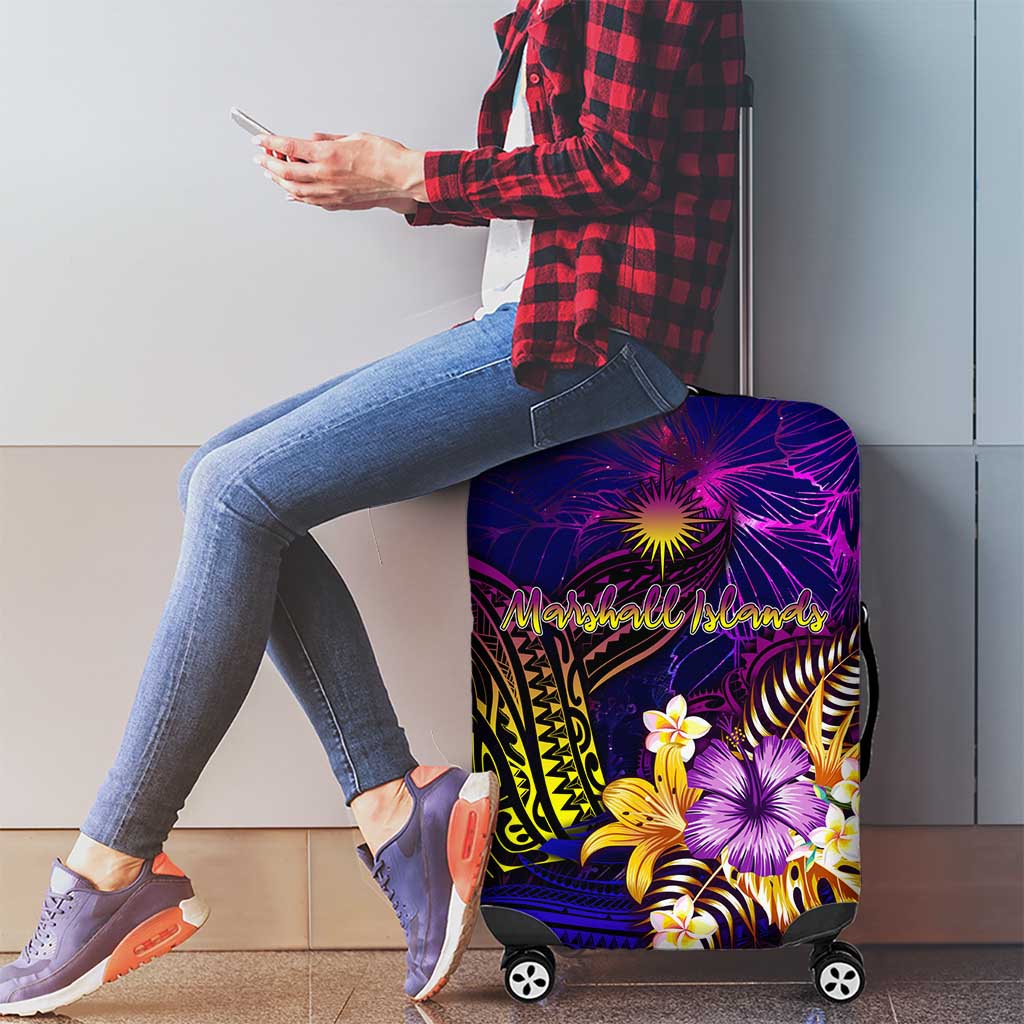 Marshall Islands Luggage Cover Whale Hibiscus Polynesian