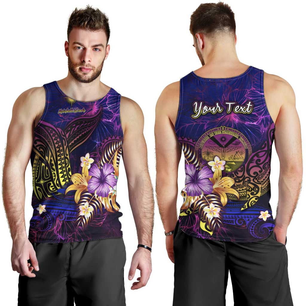Marshall Islands Men Tank Top Whale Hibiscus Polynesian