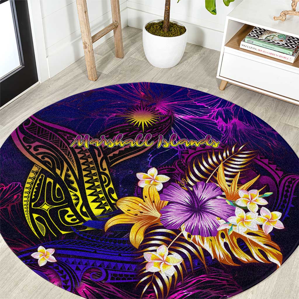 Marshall Islands Round Carpet Whale Hibiscus Polynesian
