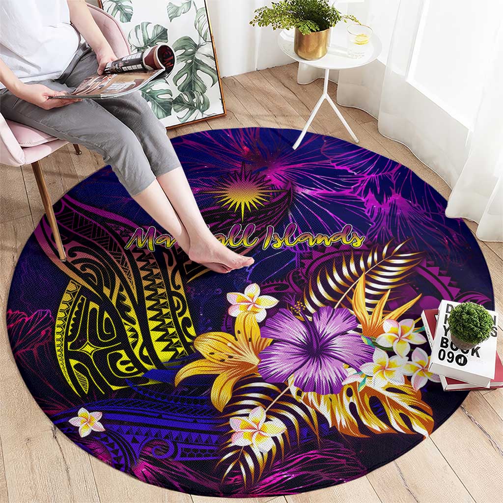 Marshall Islands Round Carpet Whale Hibiscus Polynesian