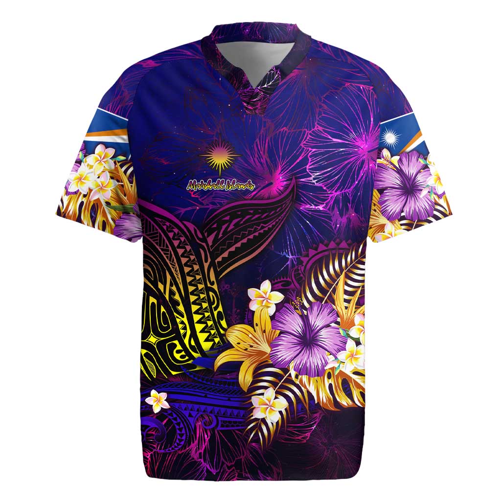 Marshall Islands Rugby Jersey Whale Hibiscus Polynesian