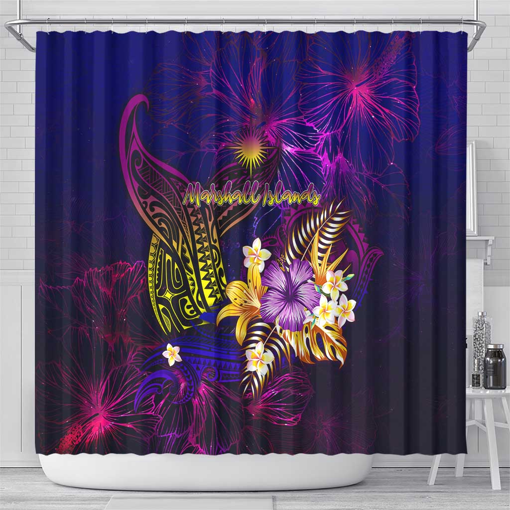 Marshall Islands Shower Curtain Whale Hibiscus Polynesian
