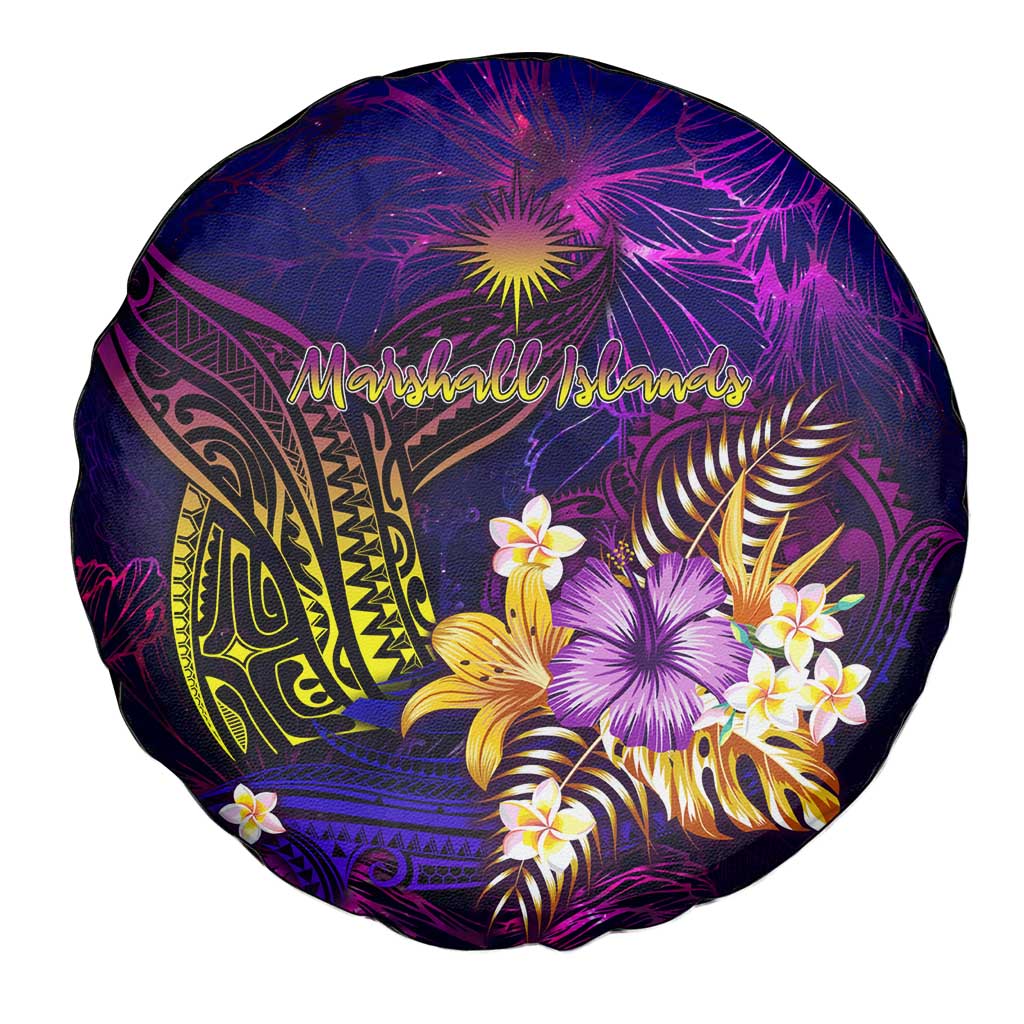 Marshall Islands Spare Tire Cover Whale Hibiscus Polynesian