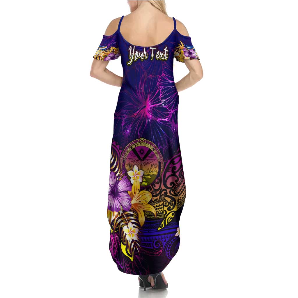 Marshall Islands Summer Maxi Dress Whale Hibiscus Polynesian