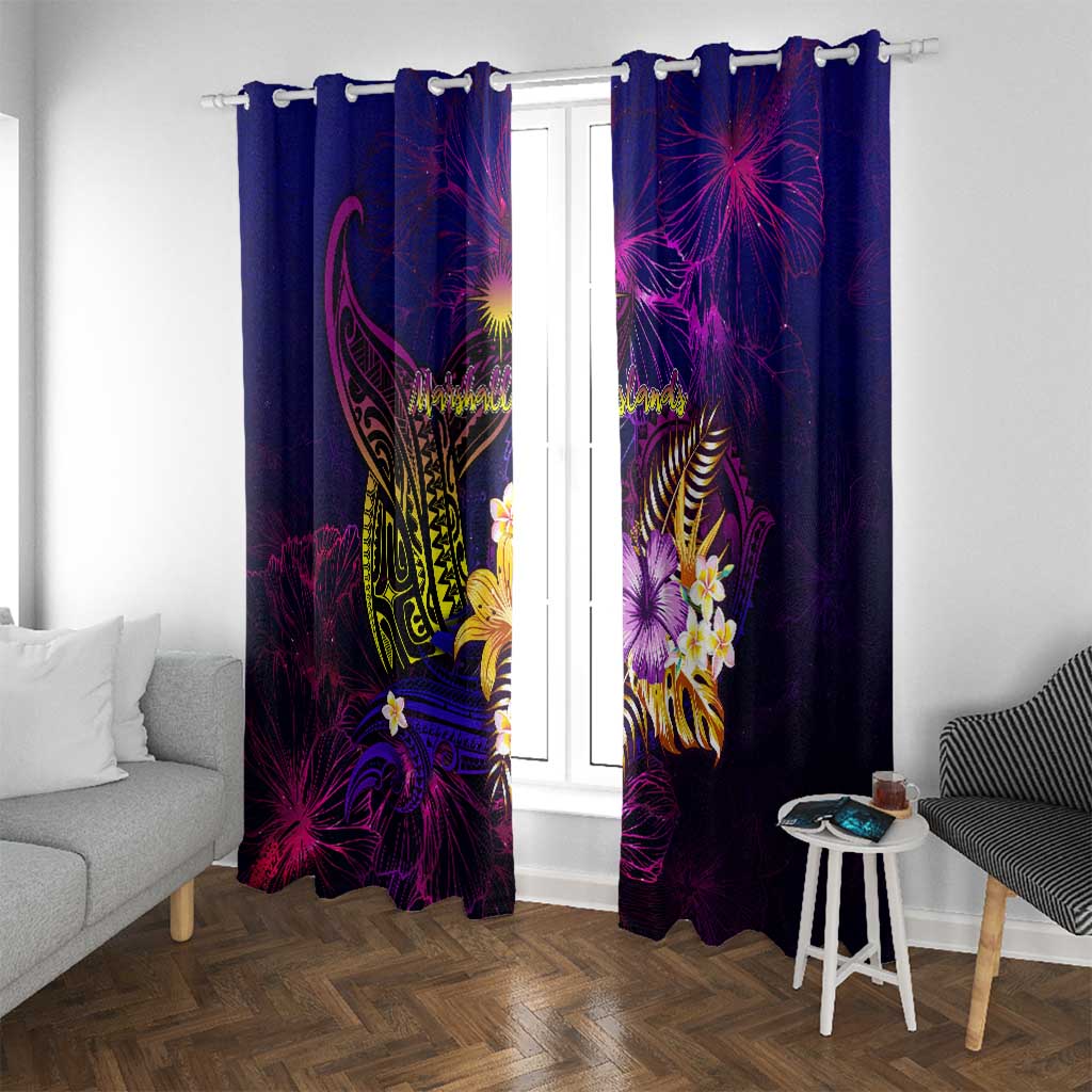 Marshall Islands Window Curtain Whale Hibiscus Polynesian