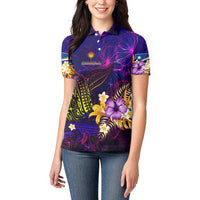Marshall Islands Women Polo Shirt Whale Hibiscus Polynesian