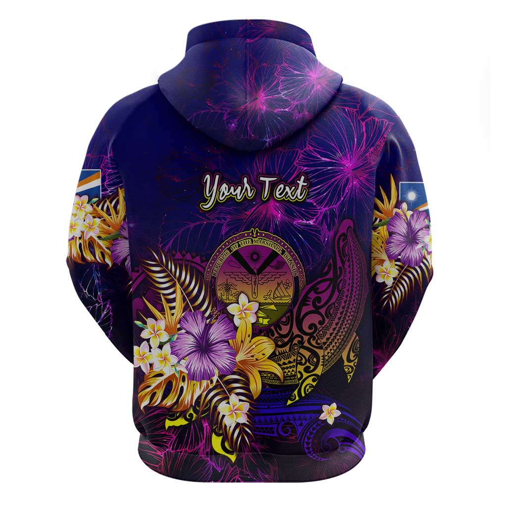 Marshall Islands Zip Hoodie Whale Hibiscus Polynesian