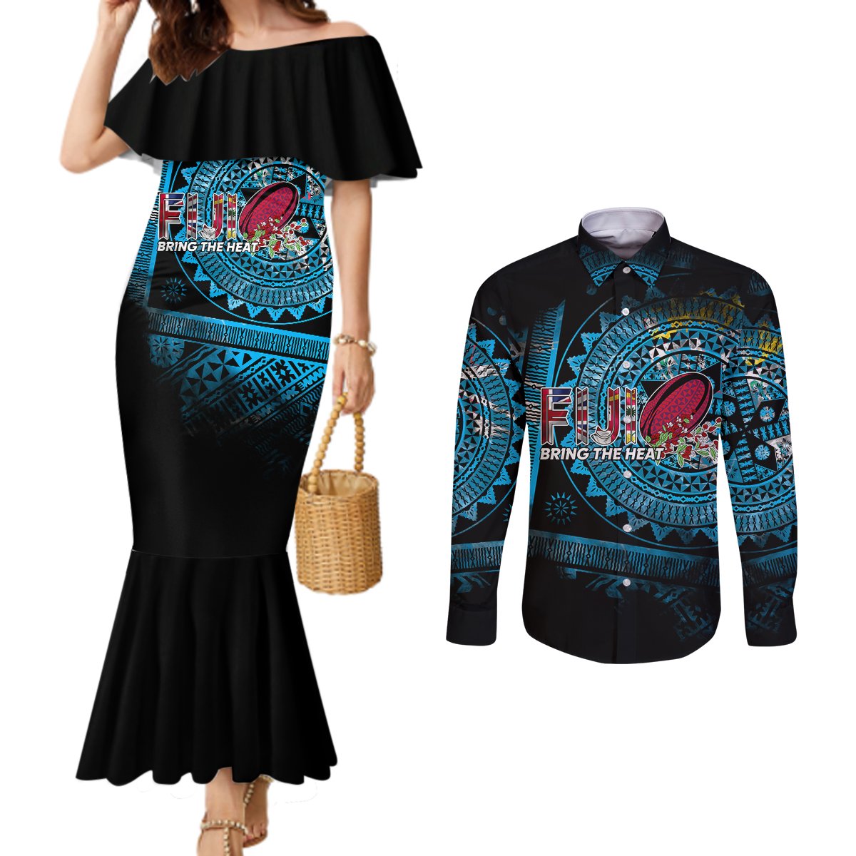 fiji-rugby-couples-matching-mermaid-dress-and-long-sleeve-button-shirts-bring-the-heat