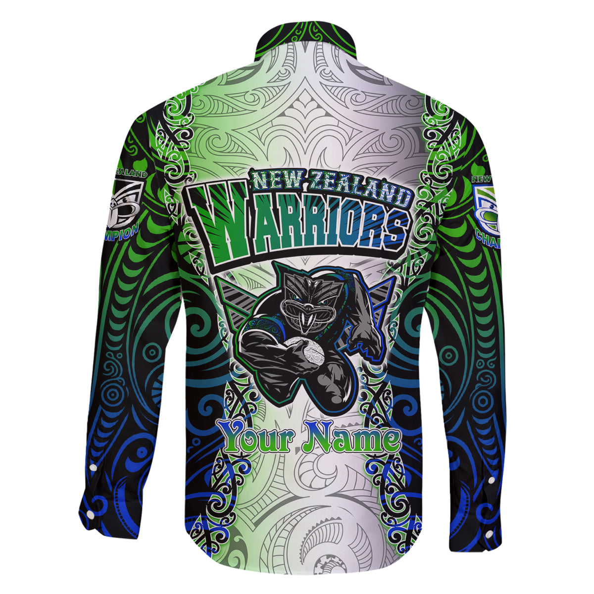 Personalised New Zealand Warriors Family Matching Long Sleeve Bodycon Dress and Hawaiian Shirt Maori Silver Fern Green DT02 - Polynesian Pride