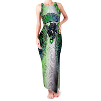 Personalised New Zealand Warriors Family Matching Tank Maxi Dress and Hawaiian Shirt Maori Silver Fern Green DT02 Mom's Dress Green - Polynesian Pride
