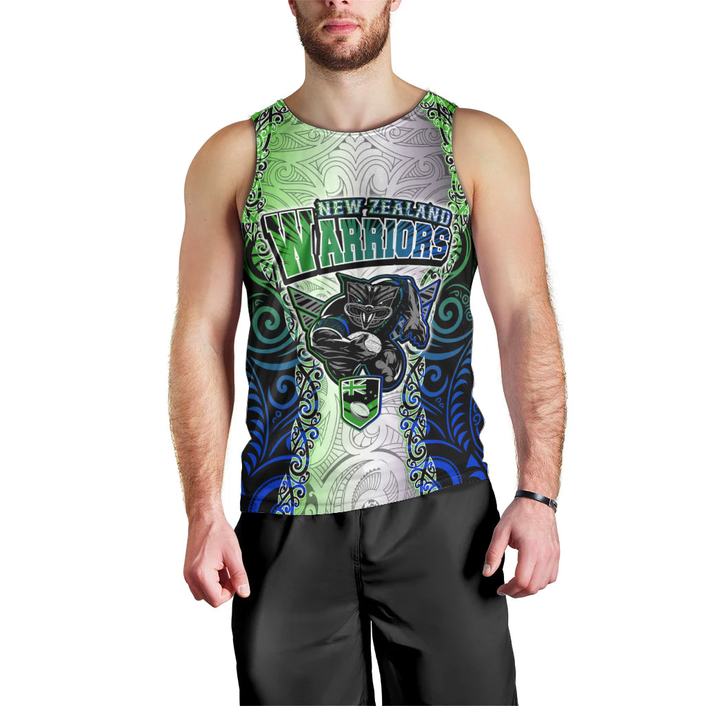Personalised New Zealand Warriors Men Tank Top Maori Silver Fern Green DT02 - Polynesian Pride