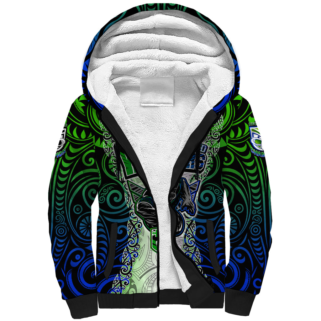Personalised New Zealand Warriors Sherpa Hoodie Maori Silver Fern Green DT02 Unisex Green - Polynesian Pride