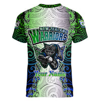Personalised New Zealand Warriors Women V Neck T Shirt Maori Silver Fern Green DT02 - Polynesian Pride