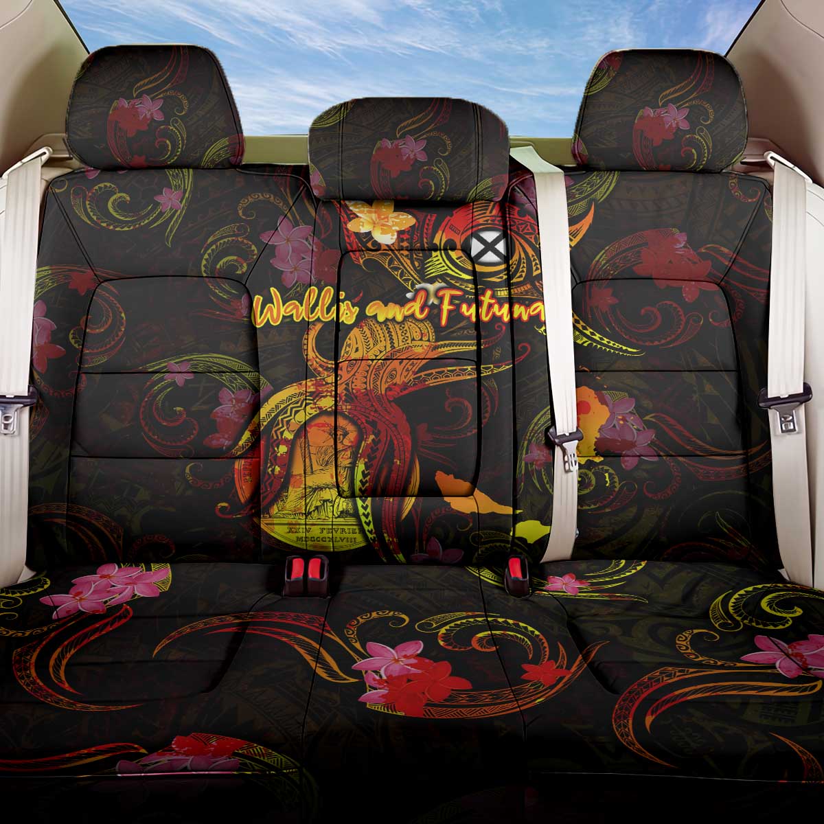Wallis and Futuna Back Car Seat Cover Octopus Plumeria Polynesian Tattoo