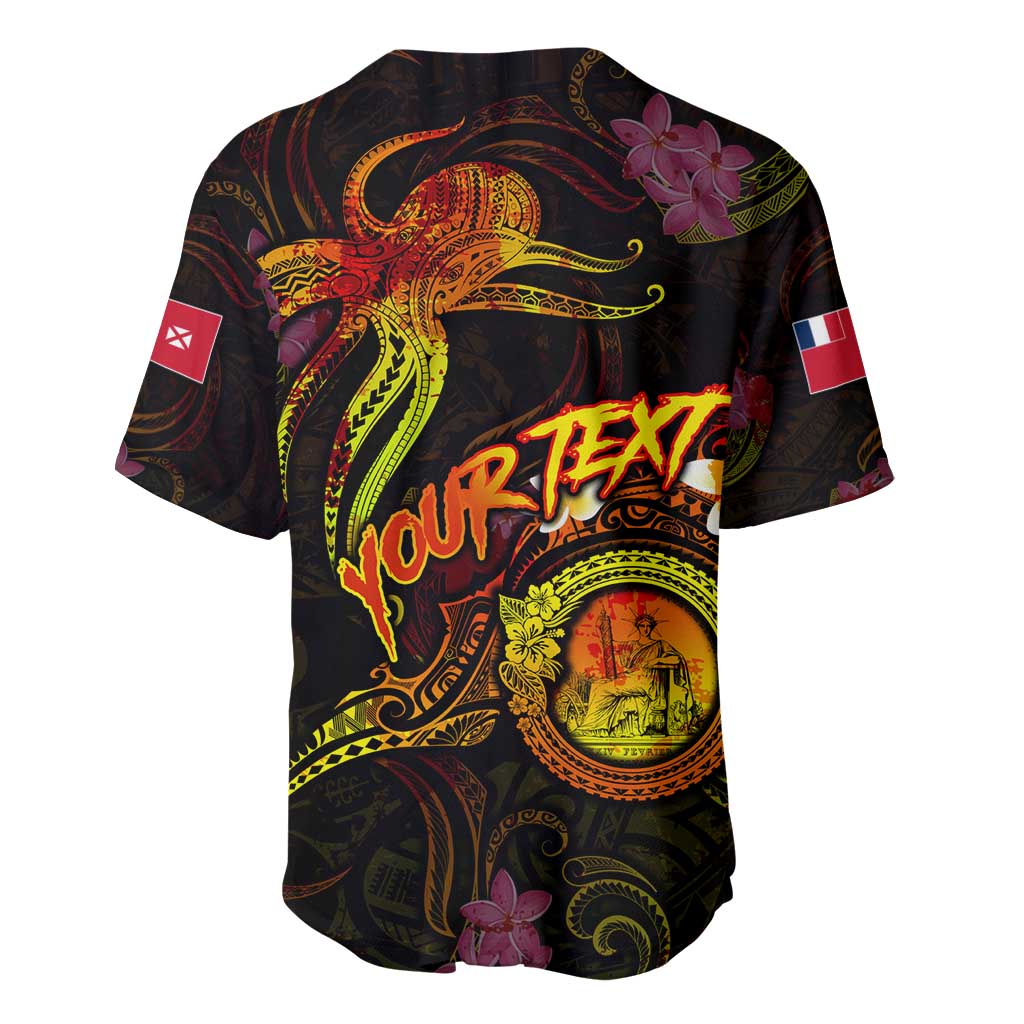 Wallis and Futuna Baseball Jersey Octopus Plumeria Polynesian Tattoo