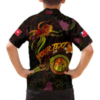 Wallis and Futuna Family Matching Off Shoulder Maxi Dress and Hawaiian Shirt Octopus Plumeria Polynesian Tattoo