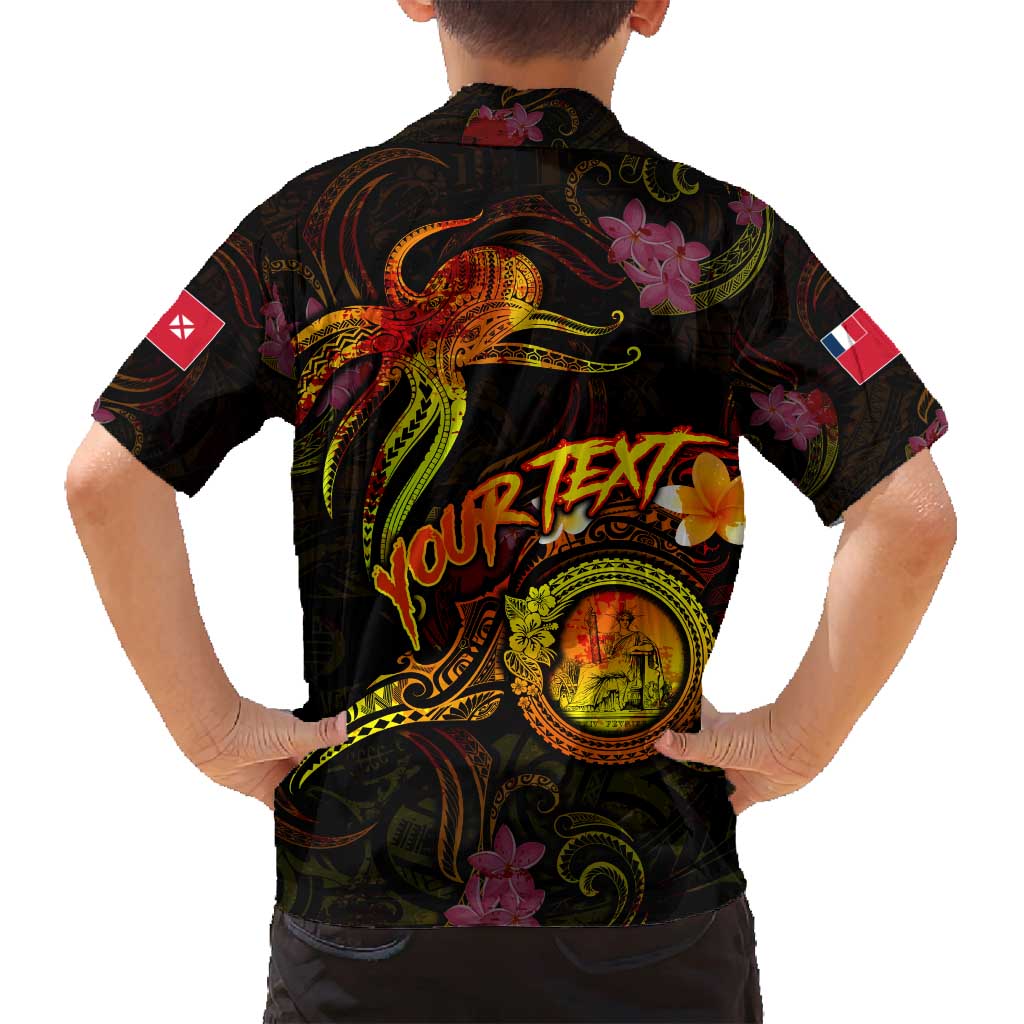 Wallis and Futuna Family Matching Off Shoulder Short Dress and Hawaiian Shirt Octopus Plumeria Polynesian Tattoo