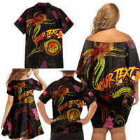 Wallis and Futuna Family Matching Off Shoulder Short Dress and Hawaiian Shirt Octopus Plumeria Polynesian Tattoo