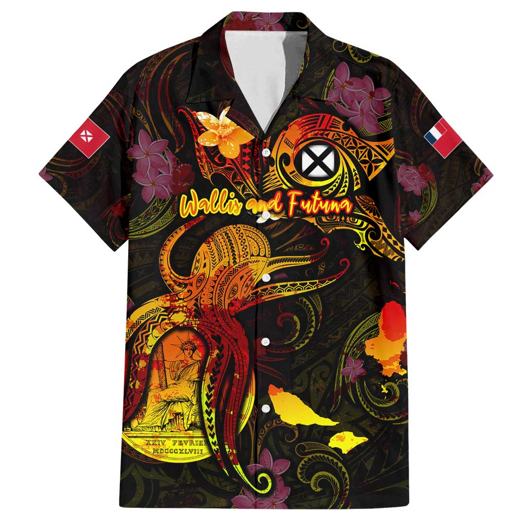 Wallis and Futuna Family Matching Puletasi and Hawaiian Shirt Octopus Plumeria Polynesian Tattoo