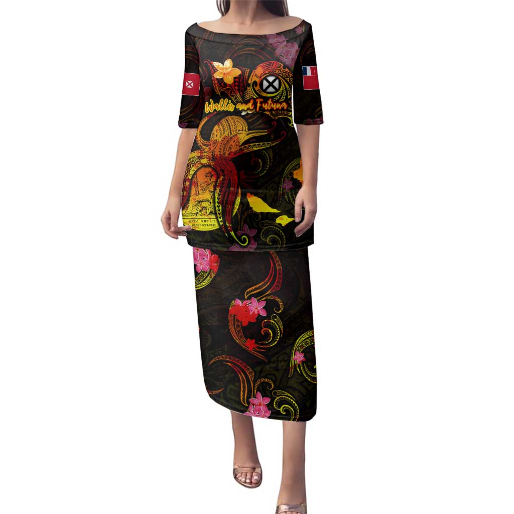 Wallis and Futuna Family Matching Puletasi and Hawaiian Shirt Octopus Plumeria Polynesian Tattoo