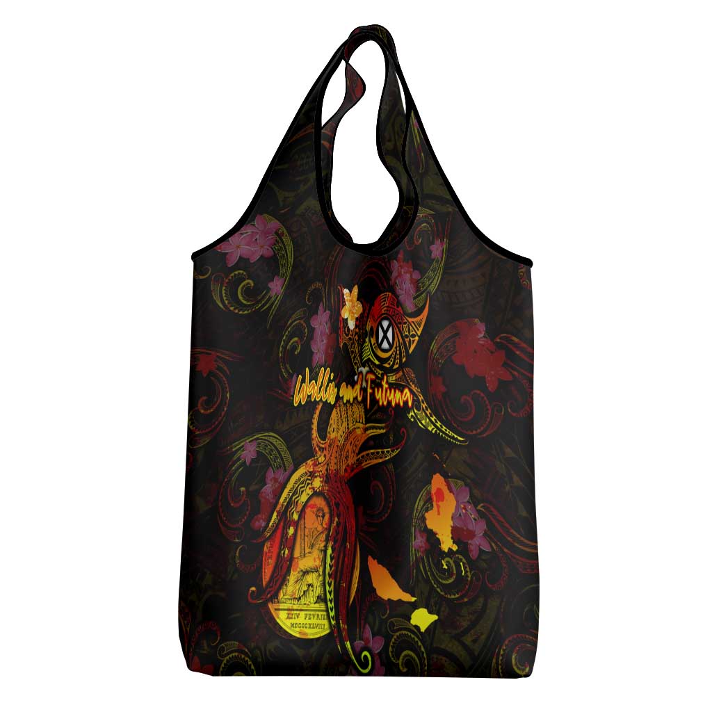 Wallis and Futuna Grocery Bag Octopus Plumeria Polynesian Tattoo