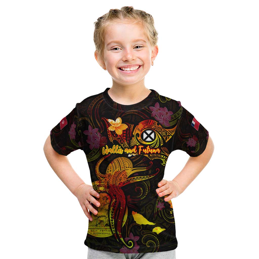 Wallis and Futuna Kid T Shirt Octopus Plumeria Polynesian Tattoo