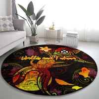 Wallis and Futuna Round Carpet Octopus Plumeria Polynesian Tattoo