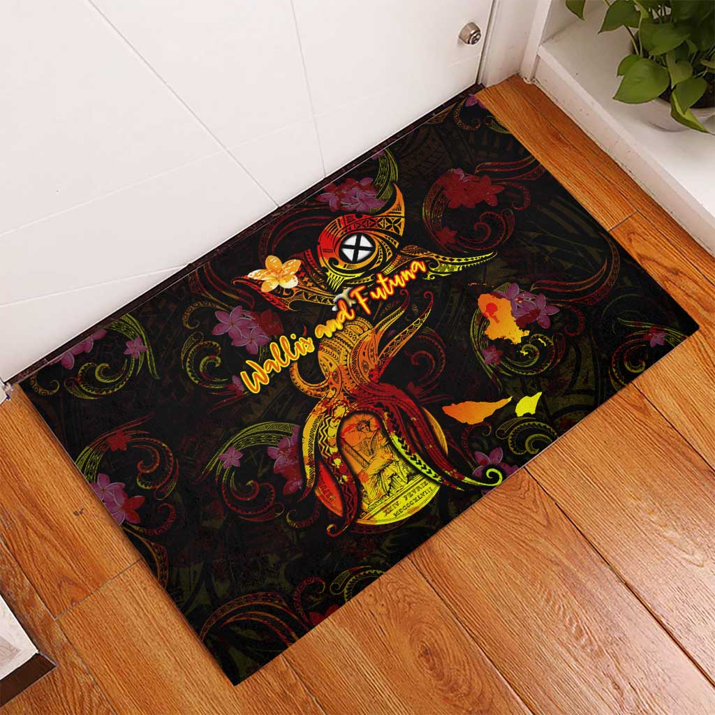 Wallis and Futuna Rubber Doormat Octopus Plumeria Polynesian Tattoo