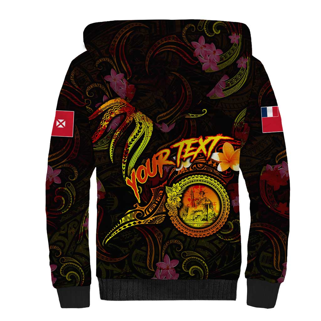 Wallis and Futuna Sherpa Hoodie Octopus Plumeria Polynesian Tattoo