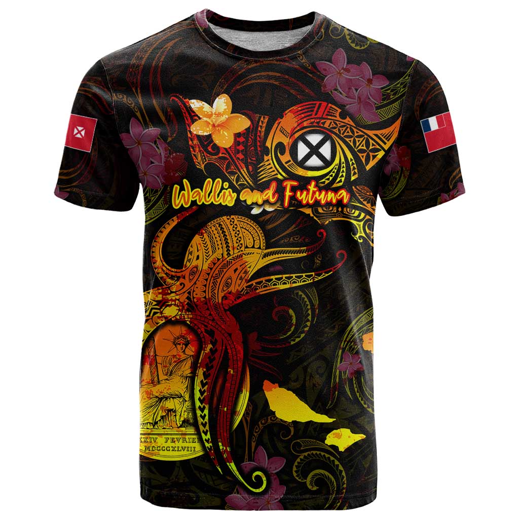 Wallis and Futuna T Shirt Octopus Plumeria Polynesian Tattoo
