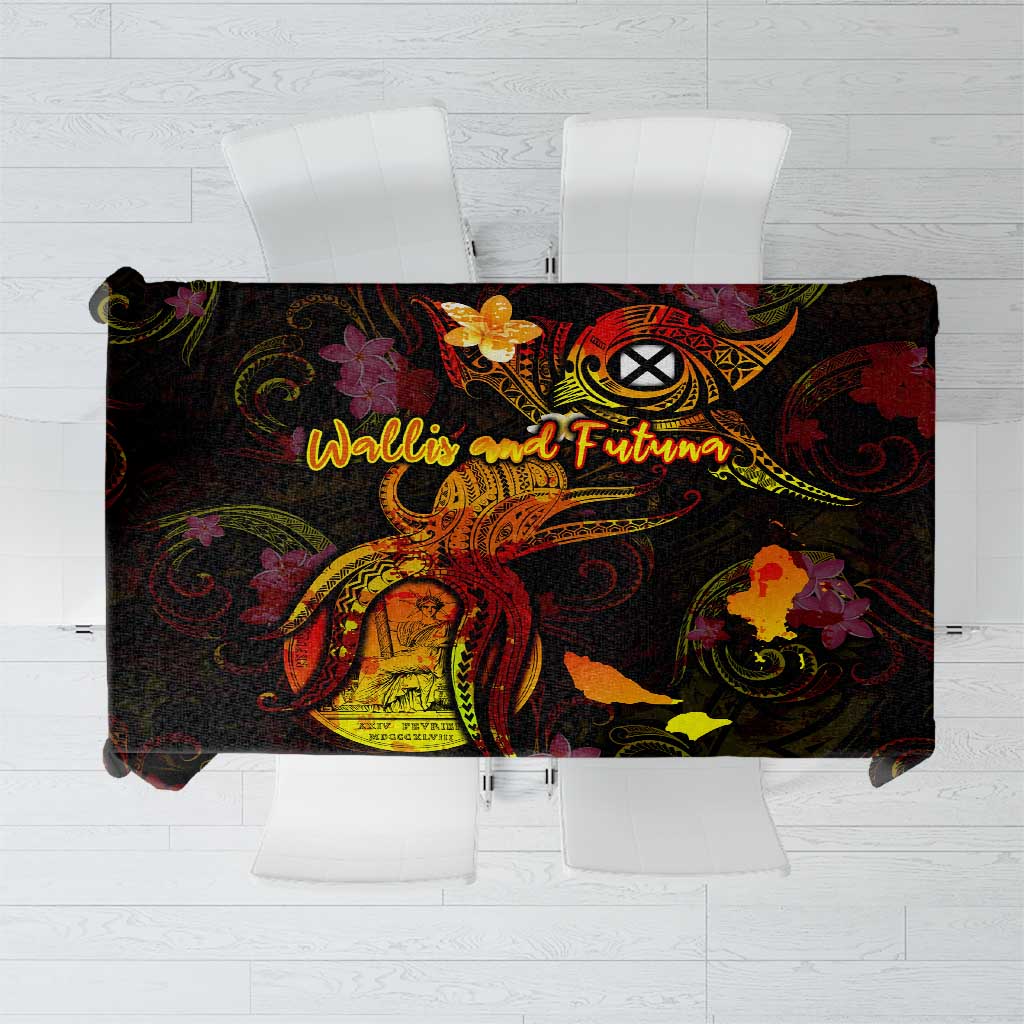 Wallis and Futuna Tablecloth Octopus Plumeria Polynesian Tattoo