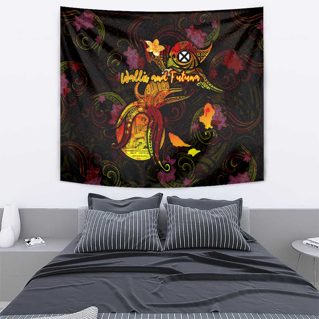 Wallis and Futuna Tapestry Octopus Plumeria Polynesian Tattoo