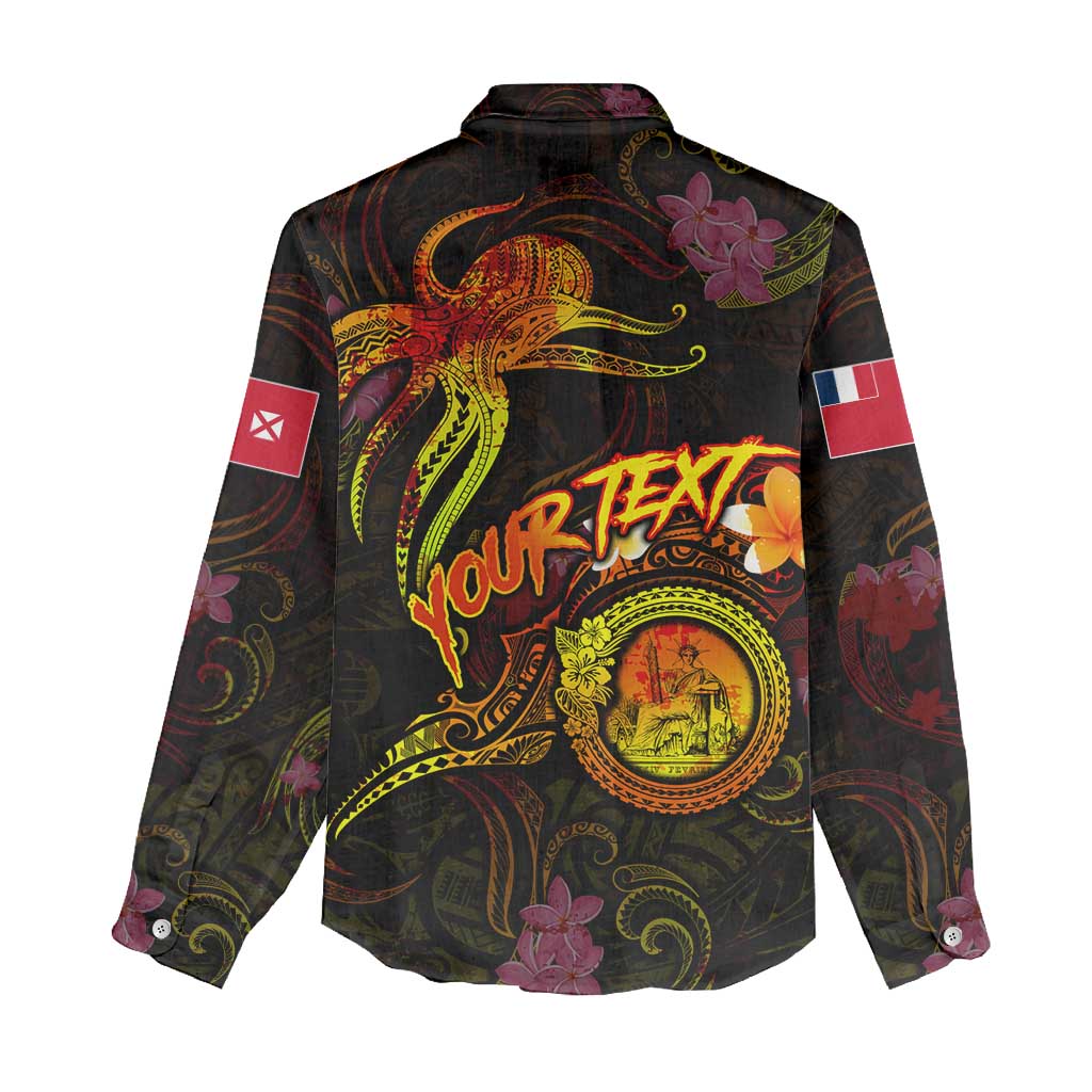 Wallis and Futuna Women Casual Shirt Octopus Plumeria Polynesian Tattoo
