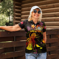 Wallis and Futuna Women Polo Shirt Octopus Plumeria Polynesian Tattoo