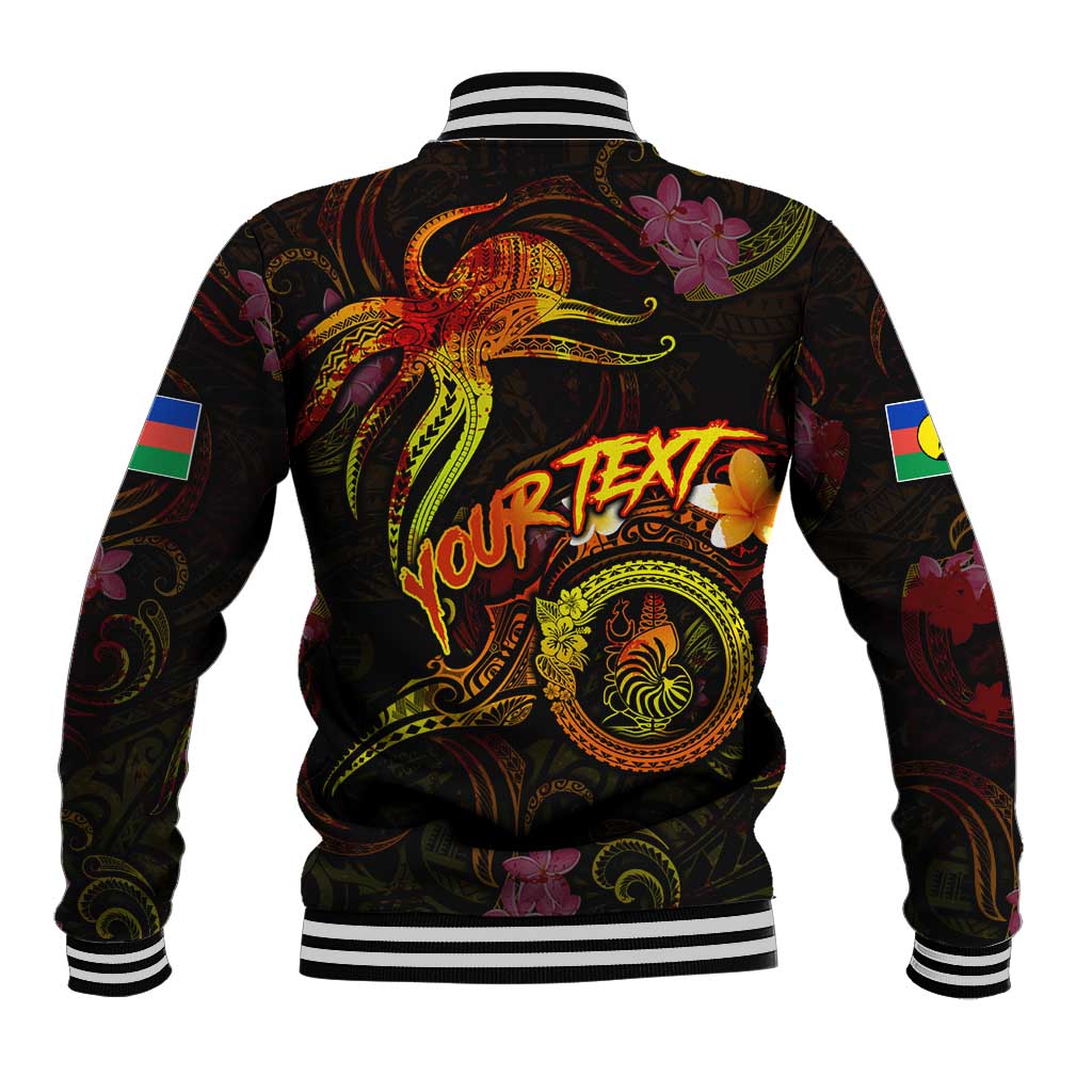 New Caledonia Baseball Jacket Octopus Plumeria Polynesian Tattoo