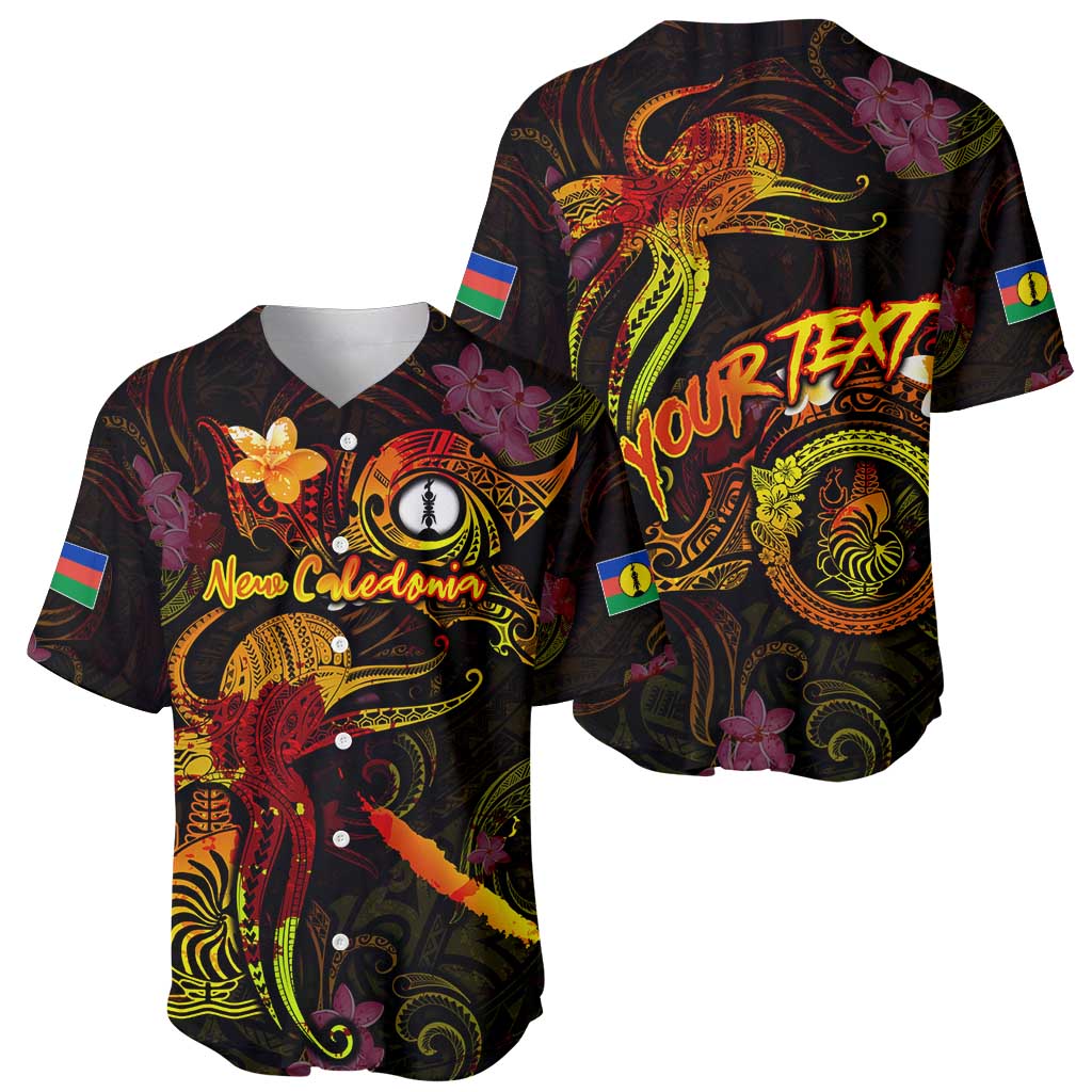 New Caledonia Baseball Jersey Octopus Plumeria Polynesian Tattoo