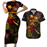 New Caledonia Couples Matching Short Sleeve Bodycon Dress and Hawaiian Shirt Octopus Plumeria Polynesian Tattoo