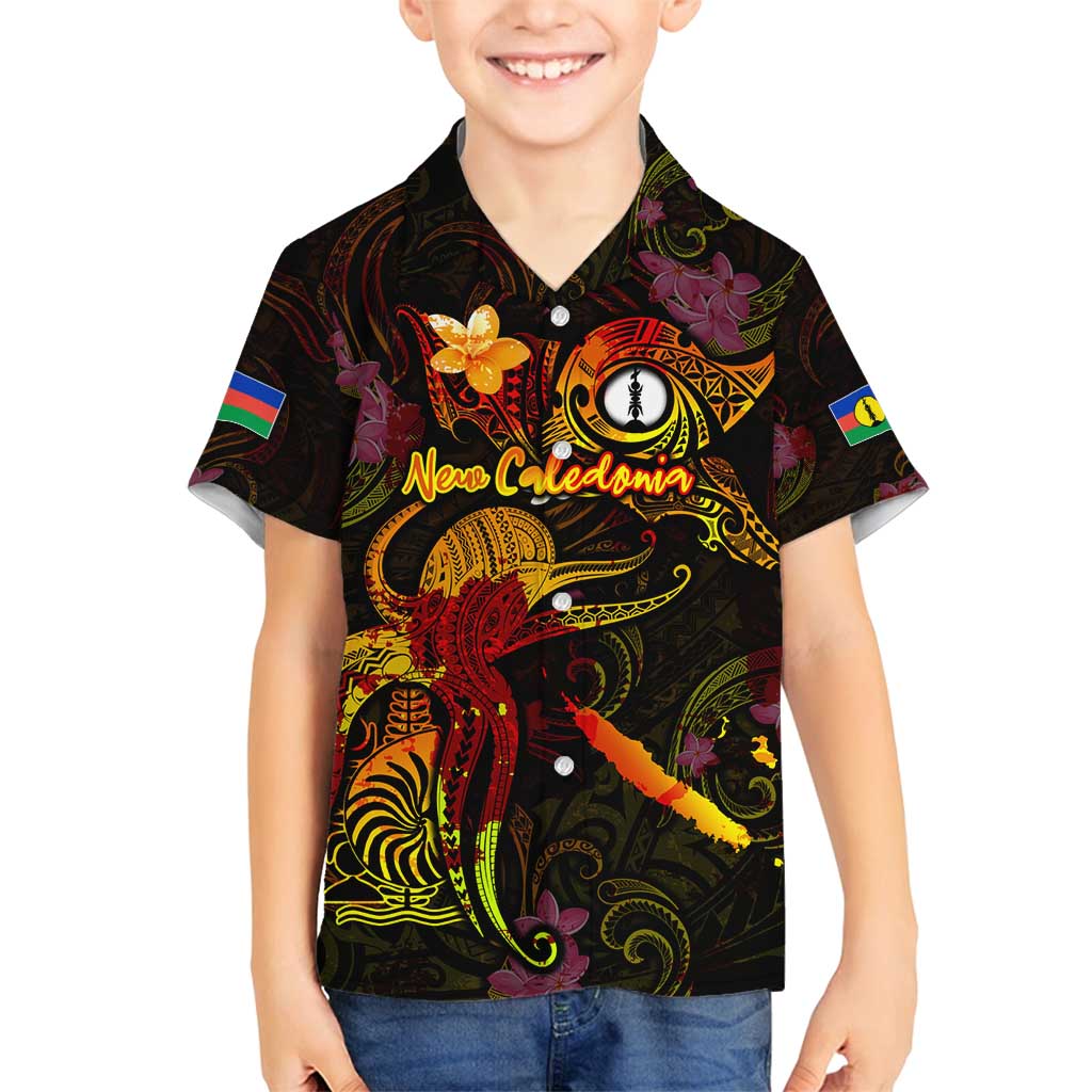 New Caledonia Family Matching Long Sleeve Bodycon Dress and Hawaiian Shirt Octopus Plumeria Polynesian Tattoo