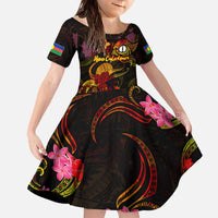 New Caledonia Family Matching Off The Shoulder Long Sleeve Dress and Hawaiian Shirt Octopus Plumeria Polynesian Tattoo