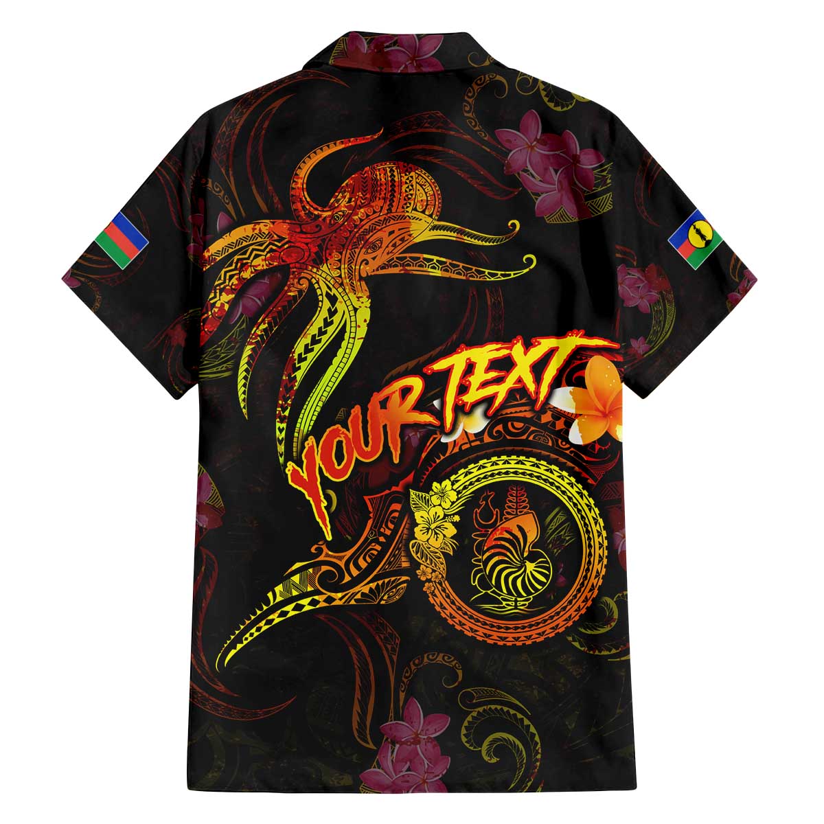 New Caledonia Family Matching Off The Shoulder Long Sleeve Dress and Hawaiian Shirt Octopus Plumeria Polynesian Tattoo