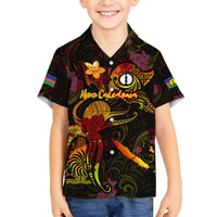 New Caledonia Family Matching Off The Shoulder Long Sleeve Dress and Hawaiian Shirt Octopus Plumeria Polynesian Tattoo