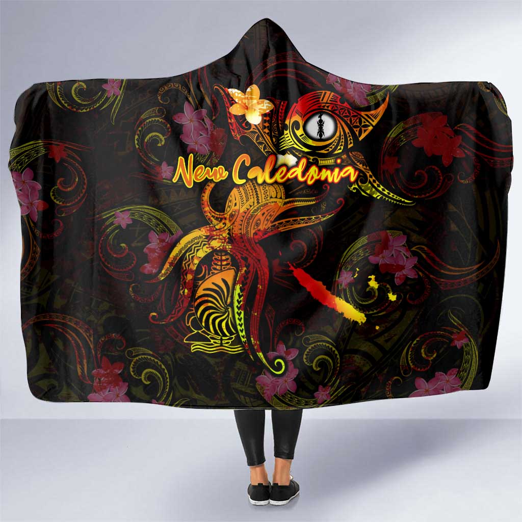 New Caledonia Hooded Blanket Octopus Plumeria Polynesian Tattoo