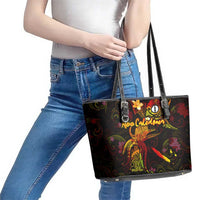 New Caledonia Leather Tote Bag Octopus Plumeria Polynesian Tattoo