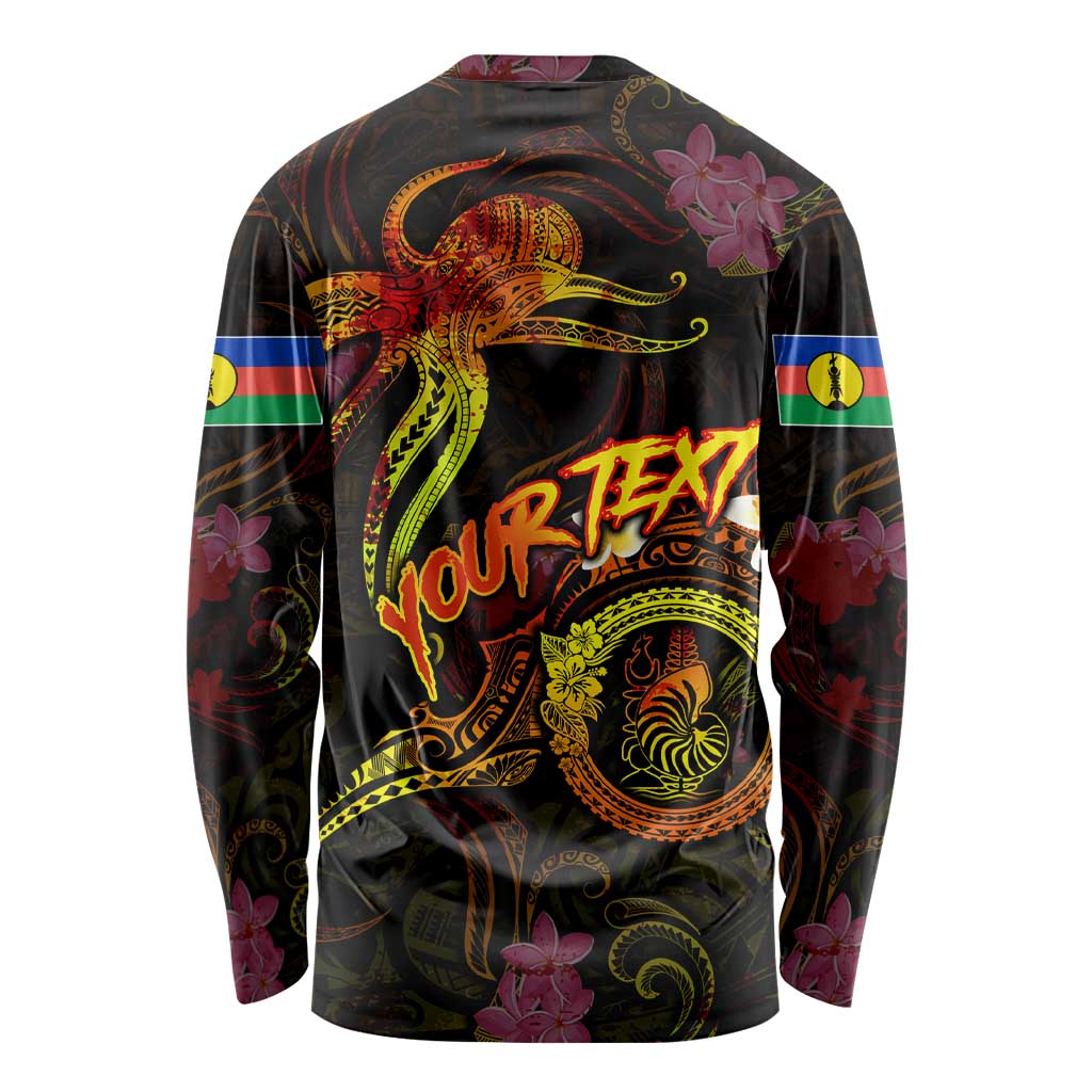New Caledonia Long Sleeve Shirt Octopus Plumeria Polynesian Tattoo