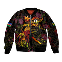 New Caledonia Sleeve Zip Bomber Jacket Octopus Plumeria Polynesian Tattoo